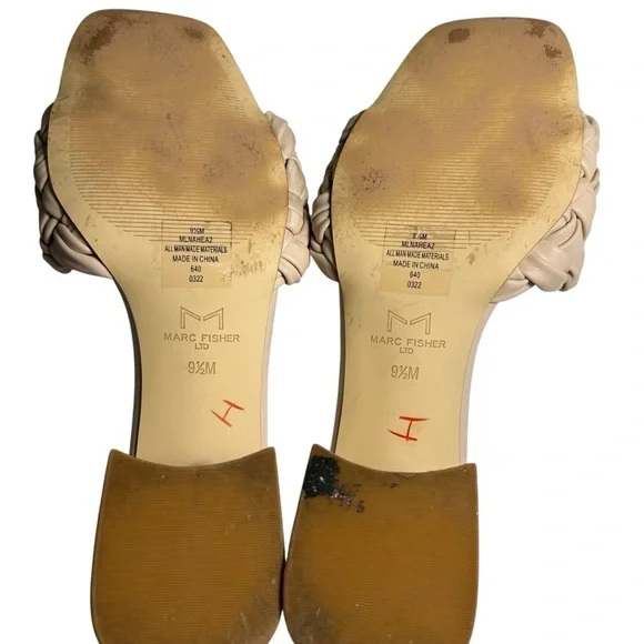 Marc Fisher Woven Faux Leather Moral Slide Sandals, Size 9.5M, Light Natural - Picture 8 of 13